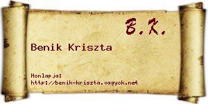 Benik Kriszta névjegykártya